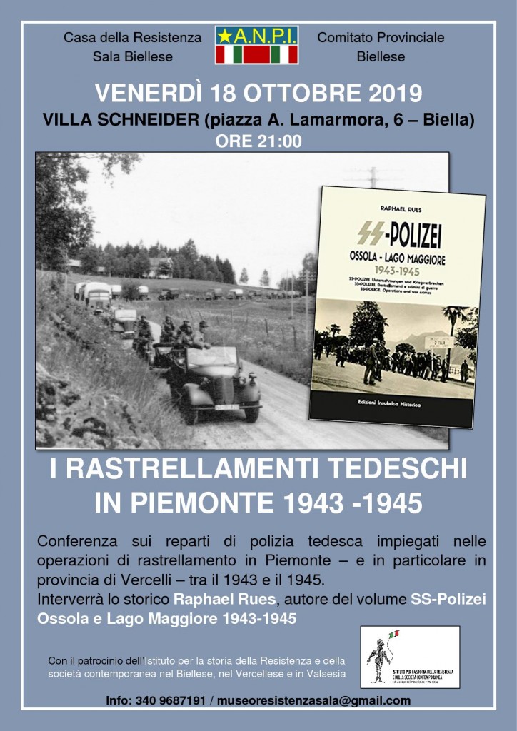 Resoconto conferenza “I rastrellamenti tedeschi in Piemonte 1943-1945”, Villa Schneider 18.10.2019 Biella