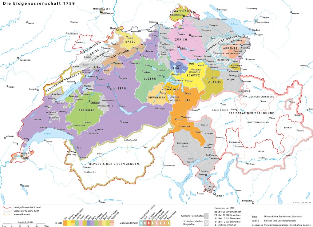 La situazione della Confederazione nel 1789.
